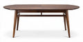 Round wooden dining table with extendable leaf in walnut finish 200 x 100 x 75cm