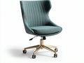 Contemporary ergonomic swivel chair in teal fabric with gold base 60 x 60 x 90cm