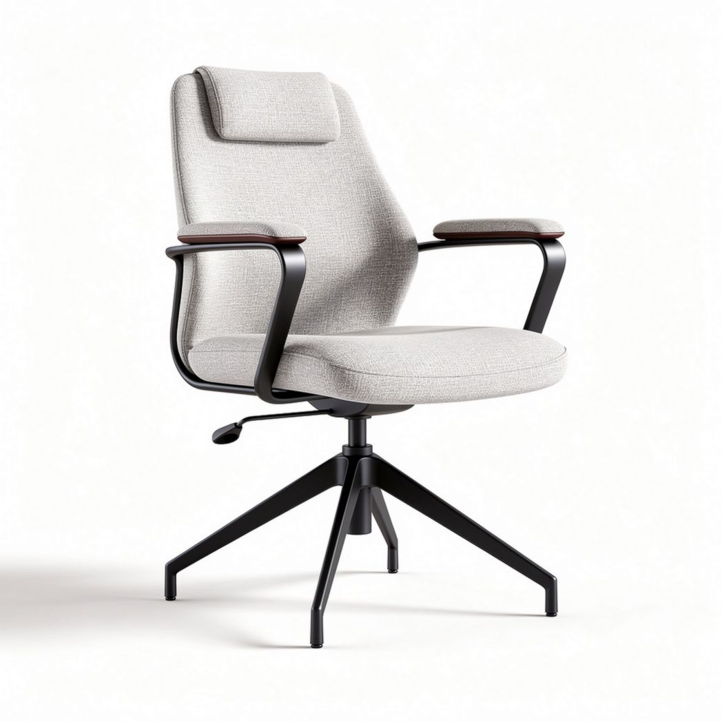 Adjustable office chair with armrests and lumbar support in light gray 60 x 60 x 95cm