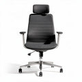 Adjustable office chair with headrest ergonomic mesh fabric gray 60 x 60 x 110cm