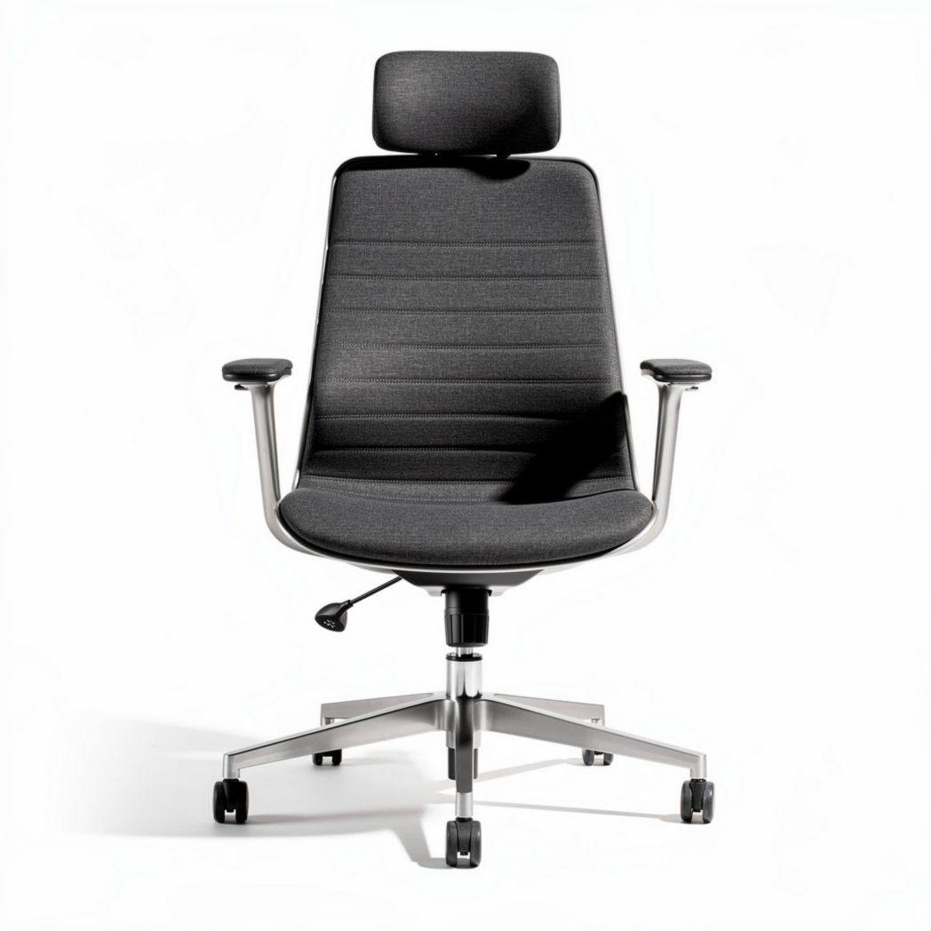 Adjustable office chair with headrest ergonomic mesh fabric gray 60 x 60 x 110cm
