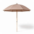 Beach umbrella with wooden pole and striped fabric 200 x 200 x 250cm