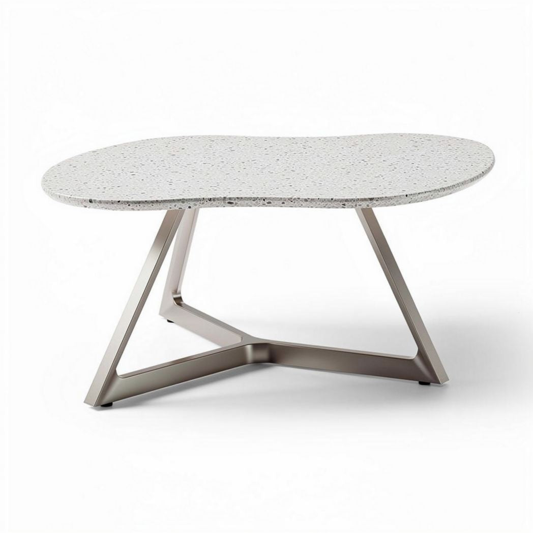 Terrazzo coffee table with stainless steel base 90 x 60 x 45cm