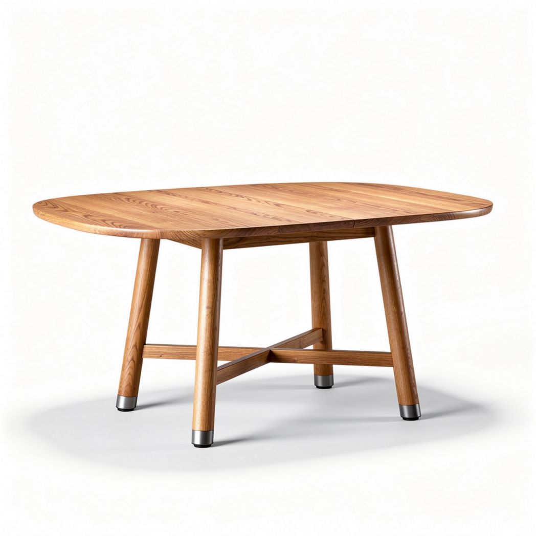 Bamboo dining table with oval top and sturdy wooden legs 180 x 90 x 75cm