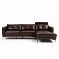 Brown leather sectional sofa with chaise lounge 240 x 80 x 85cm