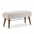 Upholstered bench with wooden legs and metal base 100 x 40 x 45cm beige