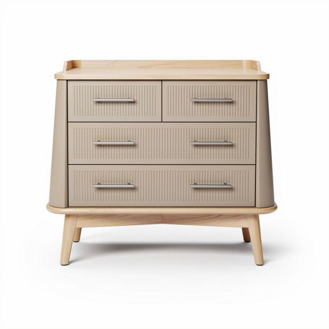 Dressers with four drawers in beige wood finish 80 x 50 x 90cm